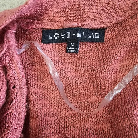 LOVE ELLIE Women's Medium Rusty Orange Full Length Knit Lightweight Cardigan - Picture 6 of 9